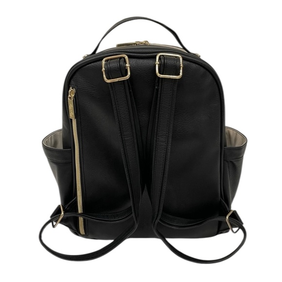 ITZY RITZY Mini Vegan Leather Diaper Bag Backpack in Classic Black - Picture 3 of 9